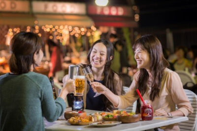 グランピングコーナーで、クラフトビール4種が飲み放題で楽しめる「阪急トップビアガーデン」 2019