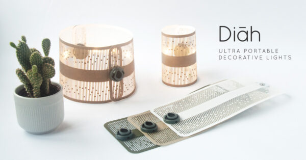 紙のように薄くてポータブル！手軽に幻想的な空間を作れる小型ランプ「Diah」