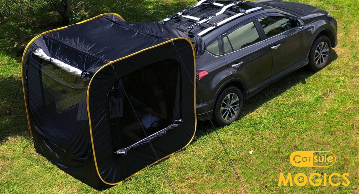 車と連結できるテント Carsule は車中泊もキャンプも楽しめるポップアップテント Greenfield グリーンフィールド アウトドア スポーツ