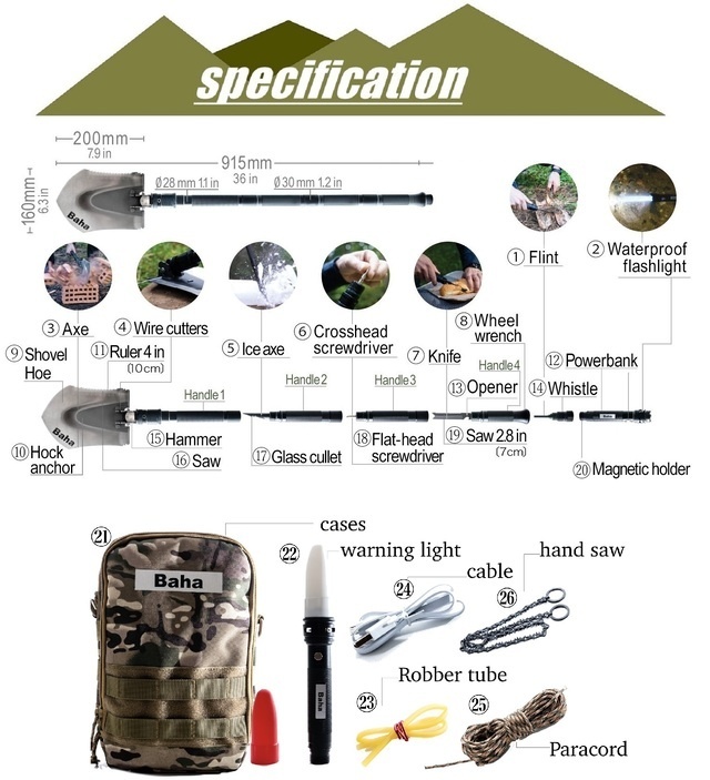 多機能アウトドアツール Baha SHOVEL