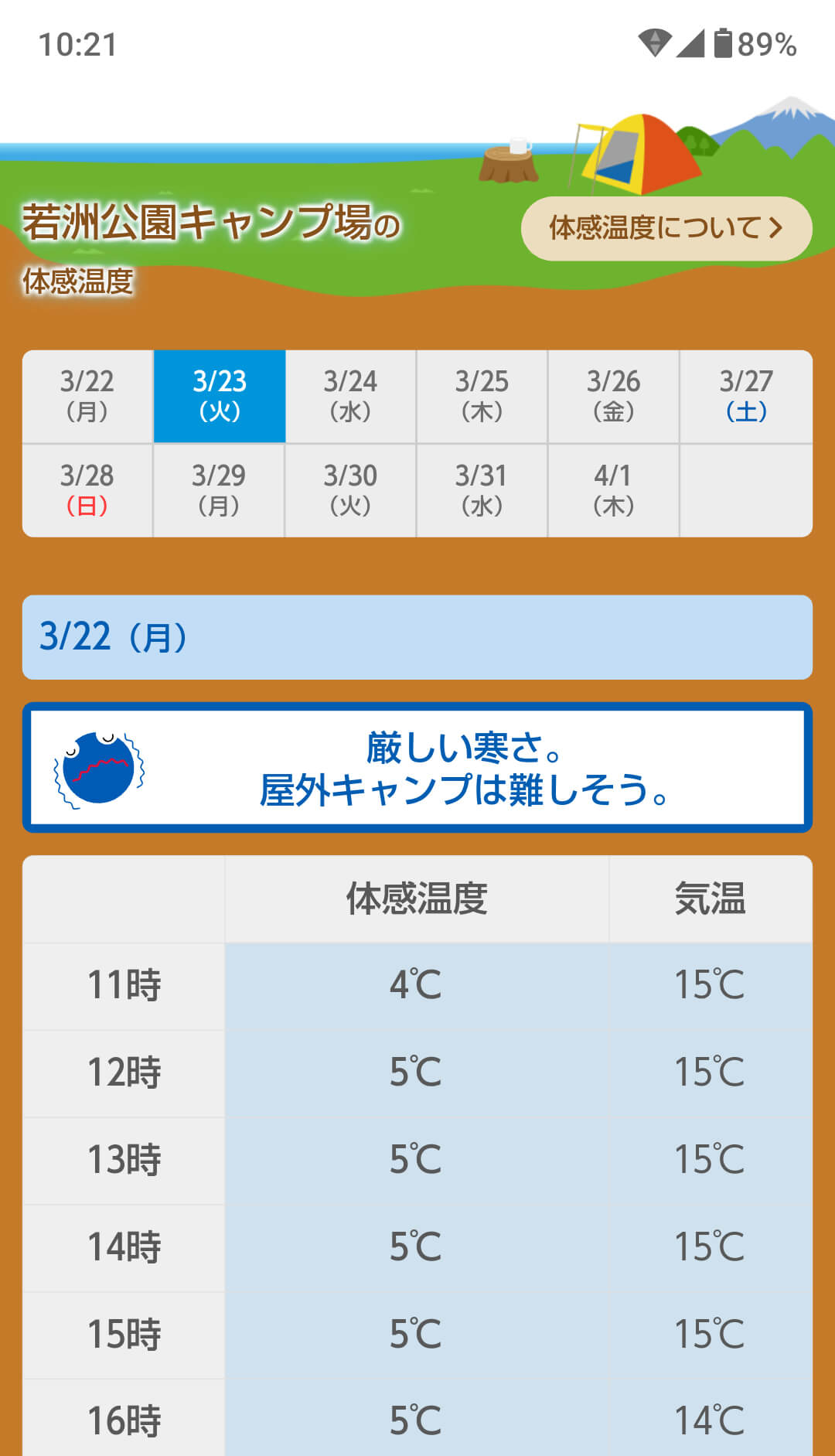 お天気ナビゲータ「キャンプナビ」