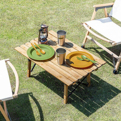 屋外で活躍する竹製のローデスク「100-DESKH039」発売