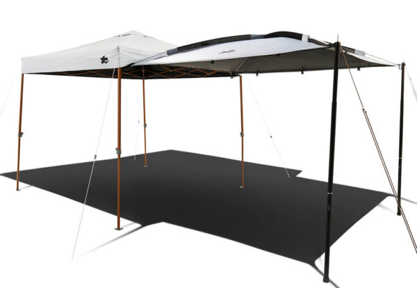 LOGOSの「ソーラーブロック Link Panel-BA(220×190cm)」は特殊加工で日射しと熱を超強力ブロック！Qセットタープ、車に連結するPANELタープ