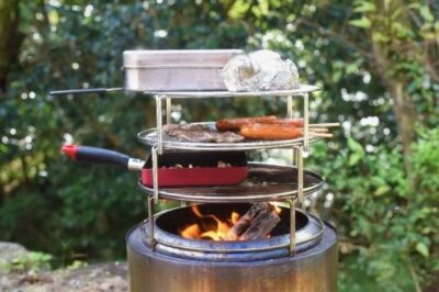 人気の焚火台で料理を楽しめる、新発想五徳『SINOBI RING B』