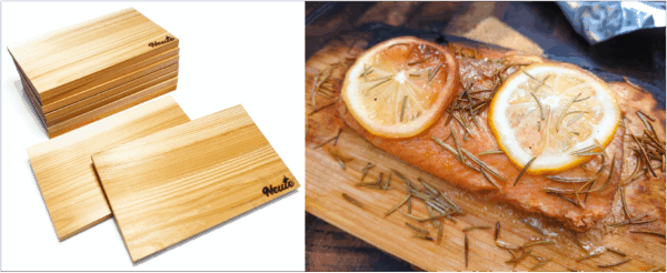 板ごと焼くだけで燻製のような香り高いBBQが楽しめる、Newieの「MIYAMA WOOD PLANK」