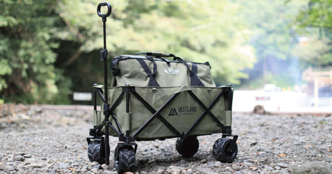 VASTLAND、荷物の運搬を快適にする「アウトドアワゴン ワイドタイヤ」＆「キャンプトートバッグ 160L」を発売