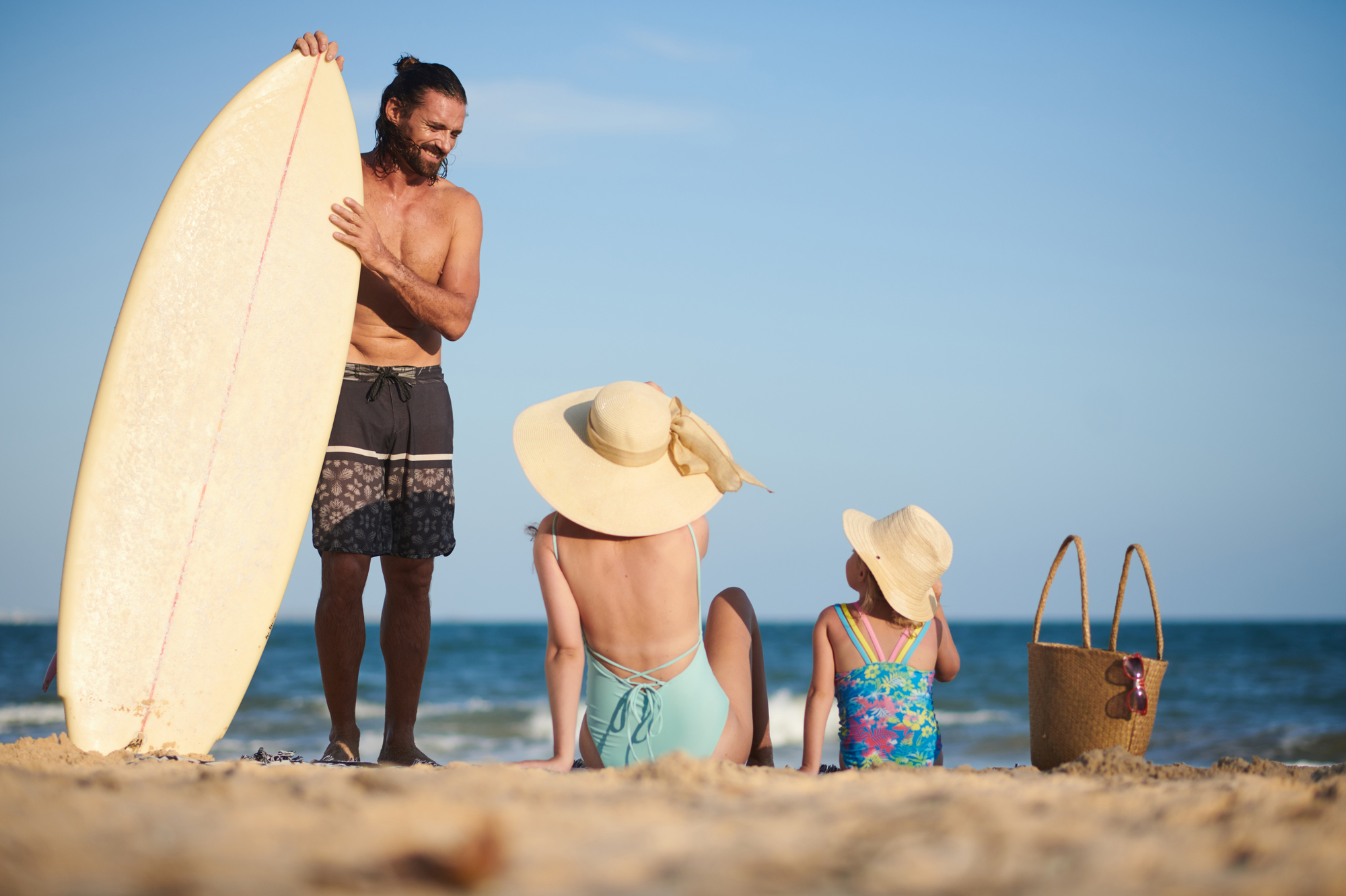 Surfer Talking to Family