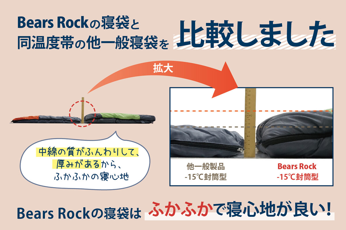 Bears Rockの-15℃封筒型寝袋